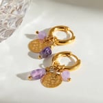 Gold color / 1 Pair Retro Elegant Style Stainless Steel  Gold Color Women's Drop Earrings Picture5